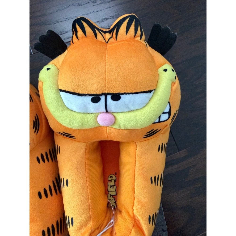 Garfield Plush Character Slippers Orange 3D Head House Shoes Mens Small 7/8 NEW - Picture 4 of 10